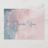 Blauw en Roze Waterverf dank u briefkaart (Voorkant)