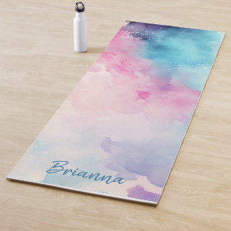Blauw en roze Waterverf op maat Yogamat