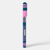 Blauw en Roze Wavy Stripes Patroon Monogram Case-Mate iPhone Case (Achterkant / Rechts)