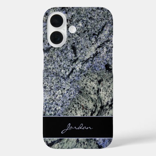 Blauw en Sage Groen gepolijst graniet met naamstee Case-Mate iPhone Case (Achterkant)