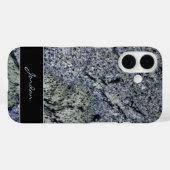 Blauw en Sage Groen gepolijst graniet met naamstee Case-Mate iPhone Case (Achterkant (horizontaal))