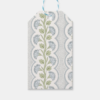 Blauw en saliebloem streepmotief, kleine schaal cadeaulabel