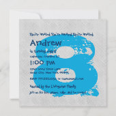 BLAUW en SILVER 8e verjaardag Partij 8 Jaar oud V1 Kaart (Achterkant)