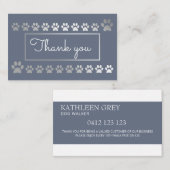Blauw en SIlver Paw Print Pet Loyalty Kaart Visitekaartje (Voorkant / Achterkant)
