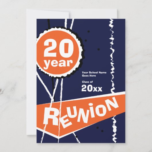 Blauw en Sinaasappel 20 jaar Uitnodiging tot reüni (Voorkant)