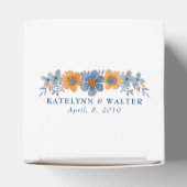 Blauw en Sinaasappel Bloemen Vierkante Bruiloft Fa Bedankdoosjes (Bovenkant)