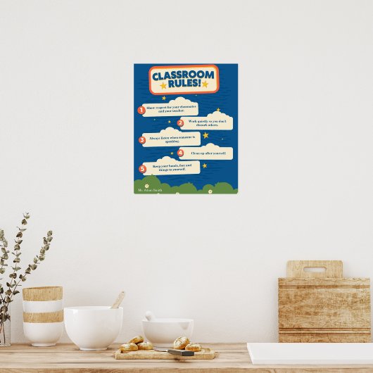 Blauw en Sinaasappel Grappig 16x20in  Poster (Keuken)