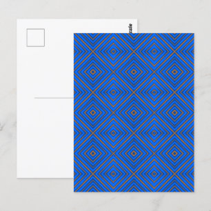 Blauw en Sinaasappel hypnotische diamant moderne P Briefkaart