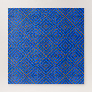 Blauw en Sinaasappel hypnotische diamant moderne P Legpuzzel