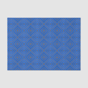 Blauw en Sinaasappel hypnotische diamant moderne P Tissuepapier