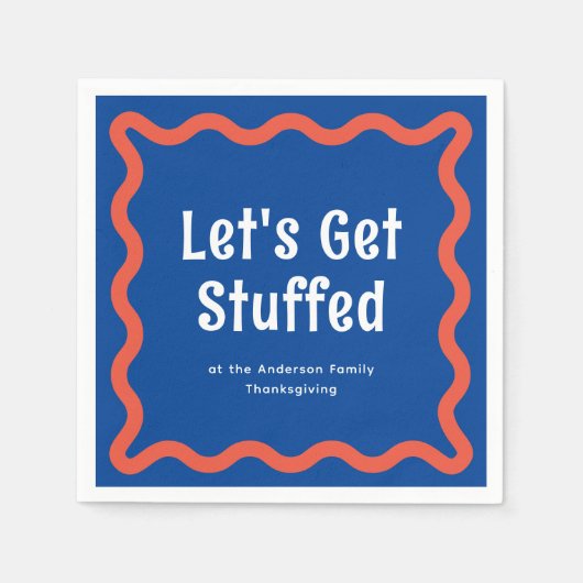 Blauw en Sinaasappel Laten we knuffelen Wavy Squar Servet (Voorkant)