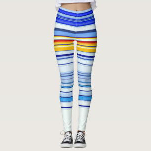 Blauw en Sinaasappel Leggings