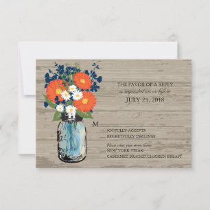 Blauw en Sinaasappel Mason Jar Wood   RSVP Kaartje