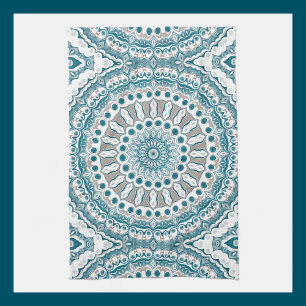 Blauw en Taan Mandala Patroonontwerp Theedoek