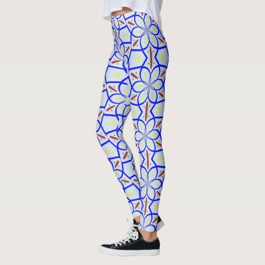 Blauw en Tan Pattern Leggings (Links)