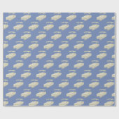 Blauw en tan Pontoon Boat Wrapping Paper Cadeaupapier (Vlak)