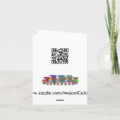 Blauw en turkoois kant, notakaart kaart (Achterkant)