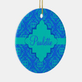Blauw en Turquoise Arabesque Moroccan Keramisch Ornament (Rechts)