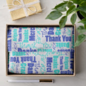 Blauw en turquoise BEDANKT Word Collage Tissuepapier (Geschenk)