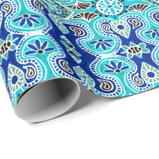 Blauw en turquoise cadeauverpakking cadeaupapier (Rol Hoek)