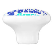 Blauw en Turquoise Dank u Word Cloud Keramische Knop (Zijkant)