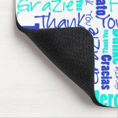 Blauw en Turquoise Dank u Word Cloud Muismat (Hoek)