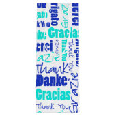 Blauw en Turquoise Dank u Word Cloud Wijn Cadeautas (Achterkant)