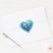 Blauw en turquoise Fancy Valentijn Hart Sticker (Envelop)