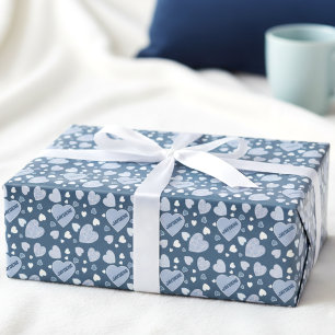 Blauw En Turquoise Hart Cadeaupapier