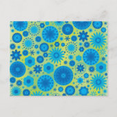 Blauw en Turquoise Hippy Flower Pattern Briefkaart (Voorkant)