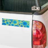 Blauw en Turquoise Hippy Flower Pattern Bumpersticker (Op Truck)