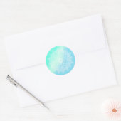 Blauw en turquoise mandala ronde sticker (Envelop)