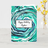 Blauw en Turquoise Marble Nephew Birthday Kaart (Gele Bloem)