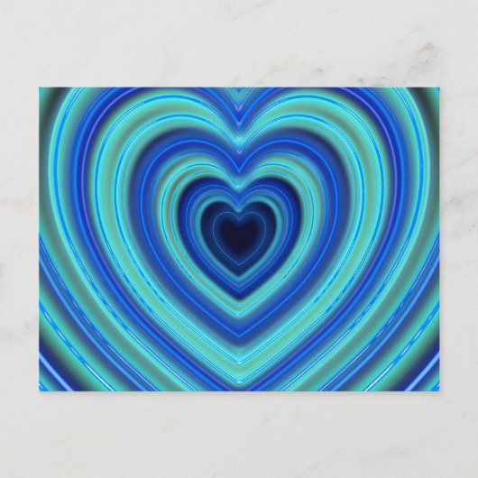 Blauw en Turquoise Neon verlicht hart Briefkaart (Voorkant)