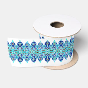 Blauw en turquoise satijnen lint