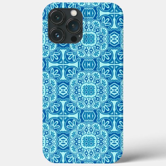 Blauw en turquoise Tribal iPhone case (Achterkant)