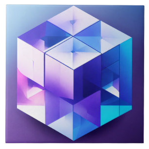 Blauw en violet 3D Tegeltje