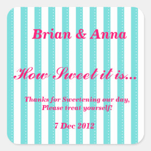 blauw en warm roze Hoe heerlijk Vierkante Sticker