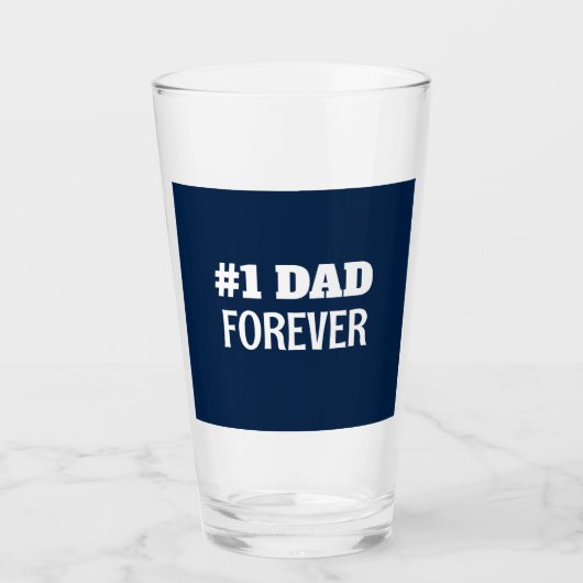 Blauw en Wit #1 Papa Forever Vaderdag Gift Glas (Voorkant)