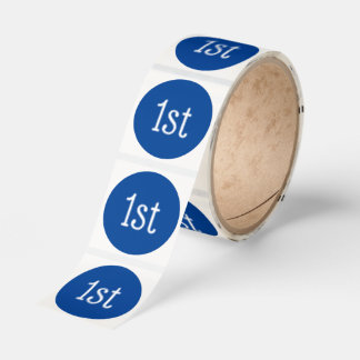 Blauw en Wit 1e Eerste Plaats Winnaar Award Ronde Sticker