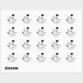 Blauw en wit 2025 Afstuderen Bedankt Ronde Sticker (Vel)