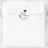 Blauw en wit 2025 Afstuderen Bedankt Ronde Sticker (Tas)