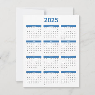 Blauw en Wit 2025 Jaar in een oogopslag Kalender F Kaart
