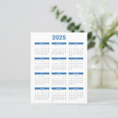 Blauw en Wit 2025 Jaarlijkse kalender Papieren Bla (Staand voorkant)