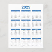 Blauw en Wit 2025 Jaarlijkse kalender Papieren Bla (Voorkant)
