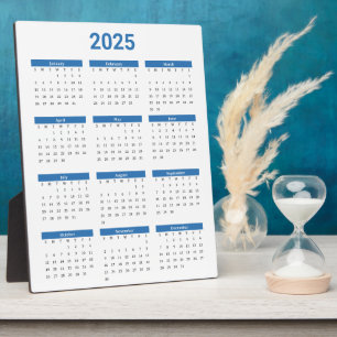 Blauw en Wit 2025 Jaaroverzicht Kalender Fotoplaat