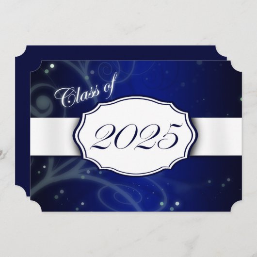 Blauw en Wit 2025 Uitnodigingen (Voorkant / Achterkant)