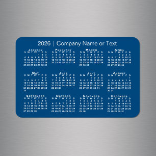 Blauw en Wit 2026 Kalender met aangepaste tekst Magneet