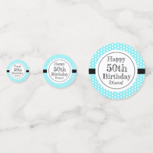 Blauw en wit 50ste verjaardag Polka Dots Confetti