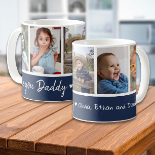 Blauw en wit 5 foto collage Liefste papa Koffiemok